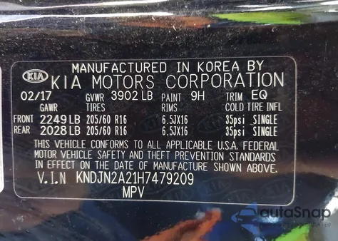 2017 Kia Soul z USA, uszkodzony, nr VIN KNDJN2A21H7479209